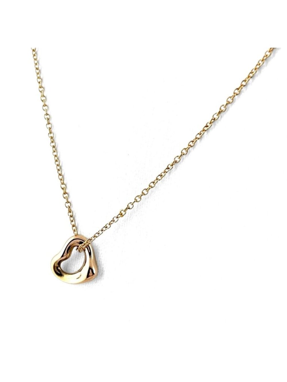 Tiffany & Co Open Heart Mini Pink Gold Pendant Elsa Peretti Necklace